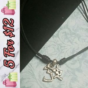 N474 Leather Adjustable Corded Symbol Necklace